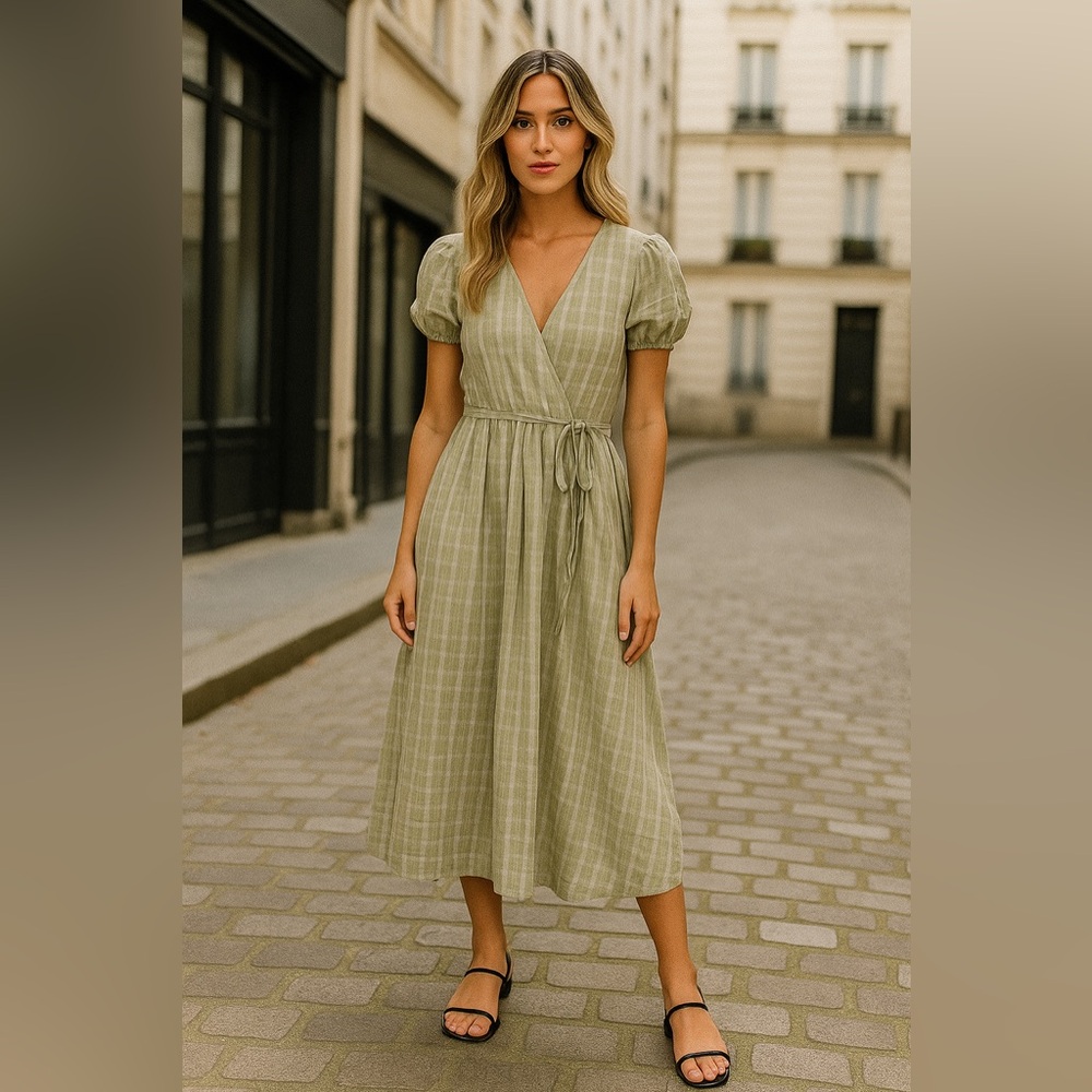 Madewell Plaid Tie-Waist Midi Dress